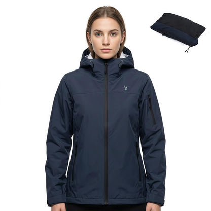 Women's 20000mm Waterproof Rain Jacket Lightweight Packable Hooded Raincoat