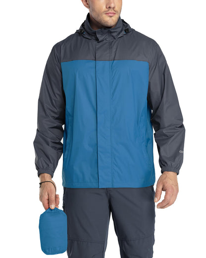 33,000ft Men's Packable Rain Jacket Lightweight Waterproof Golf Raincoat