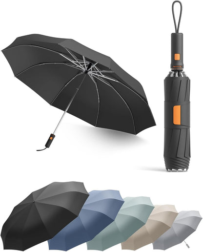 Windproof Reverse Folding Travel Umbrella for Rain, Compact