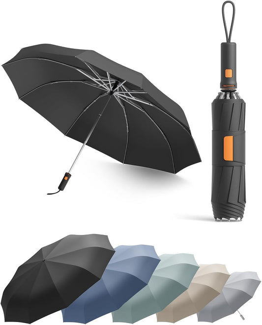 Windproof Reverse Folding Travel Umbrella for Rain, Compact