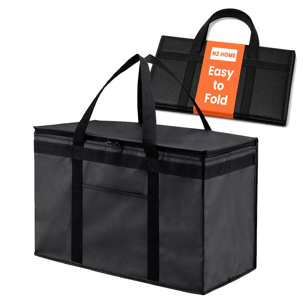 NZ home Insulated Food Bag, Portable Cooler Tote (3XL, Black, 1 Pack)