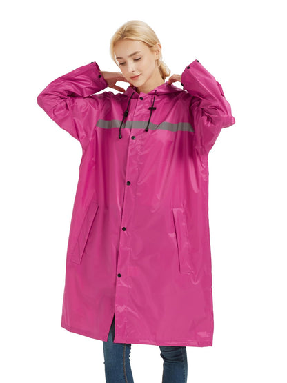 Mens Long Safety Rain Coats with Air Vents Reflective Stripes Waterproof Packable Rain Jacket with Hood Lightweight