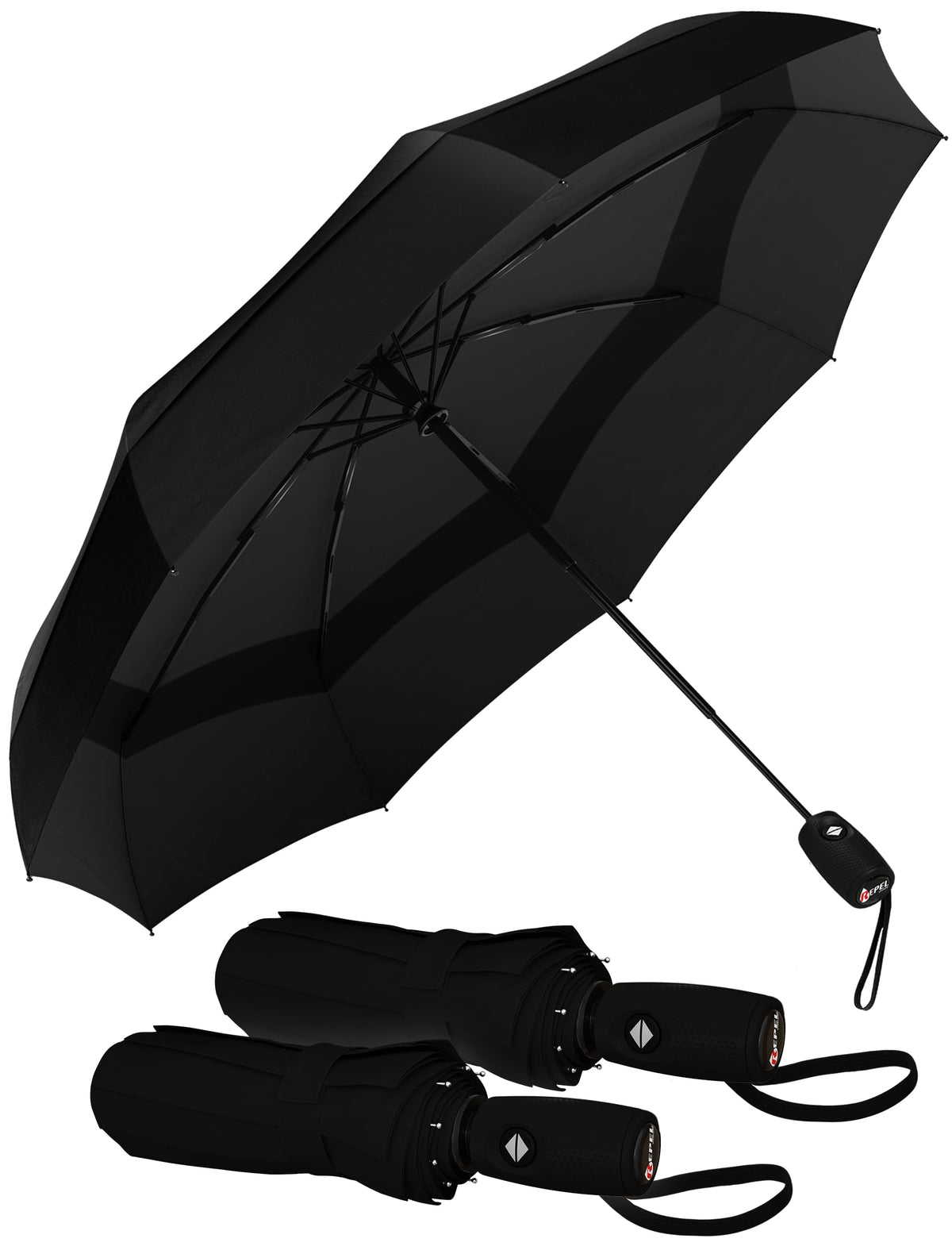 Repel Windproof Travel Umbrella - Compact & Withstands Winds up to 100MPH, Strongest Premium Auto Folding Umbrella for Rain and Sun - Durable, Light & Portable for Women & Men, Fits Backpack & Cars