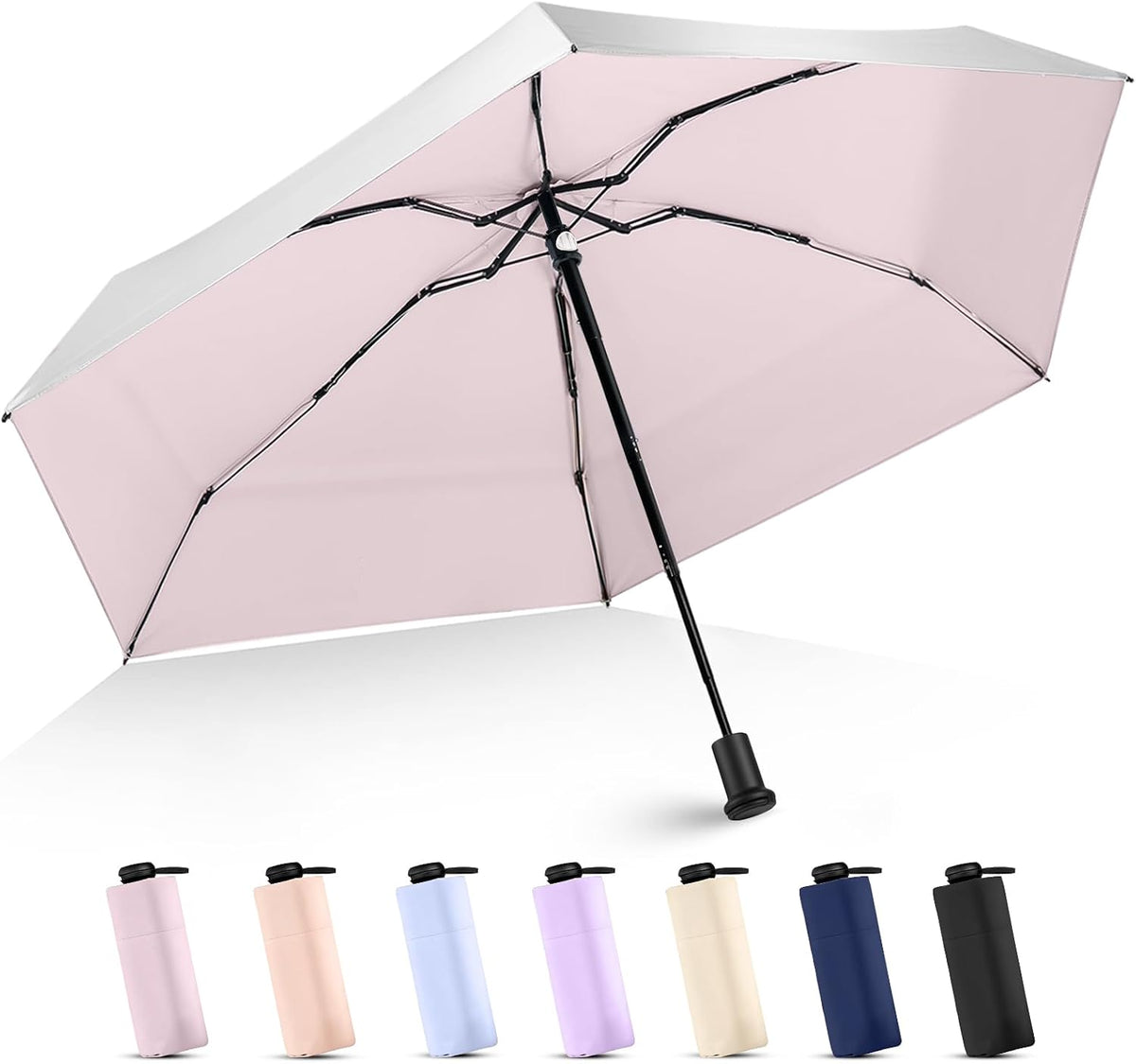 UPF 50+ Travel Mini Sun Umbrella Compact, Manual Open Small Sun Shade