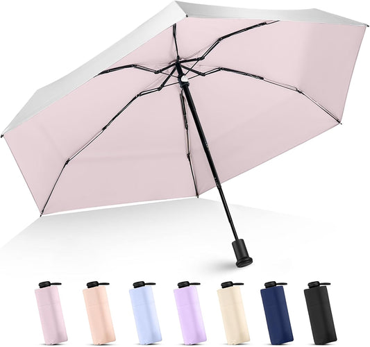 UPF 50+ Travel Mini Sun Umbrella Compact, Manual Open Small Sun Shade
