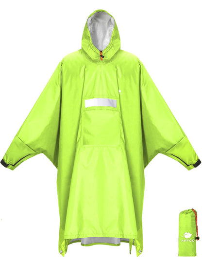ANYOO Hooded Rain Poncho for Adult Waterproof Lightweight Raincoat