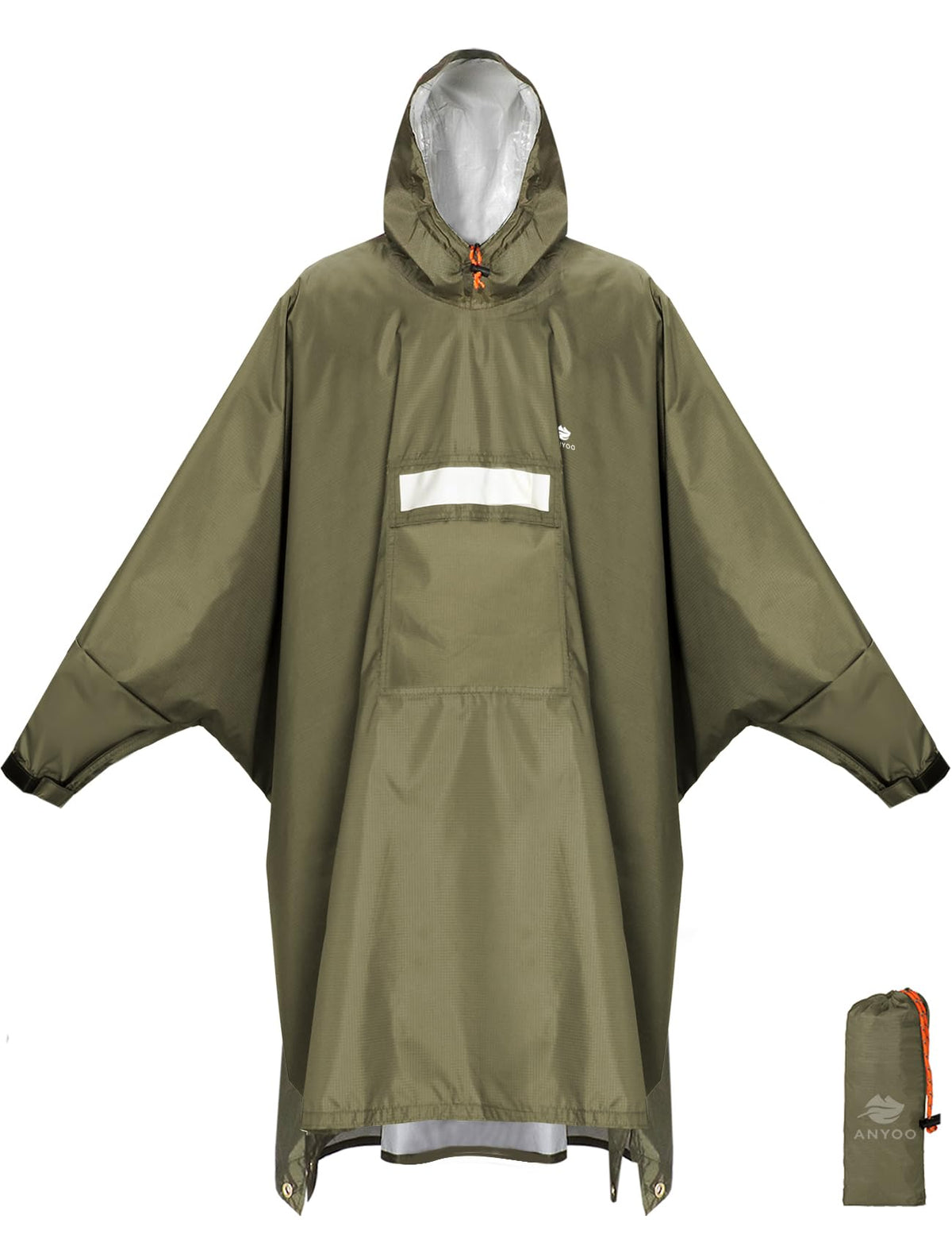 ANYOO Hooded Rain Poncho for Adult Waterproof Lightweight Raincoat