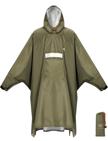 ANYOO Hooded Rain Poncho for Adult Waterproof Lightweight Raincoat