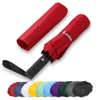 GAOYAING 46 Inch Large Automatic Rain Umbrella - Windproof Travel Lightweight Travel-Ready, Heavy Duty 12-Rib 210T Fabric, Portable with Protective Sleeve