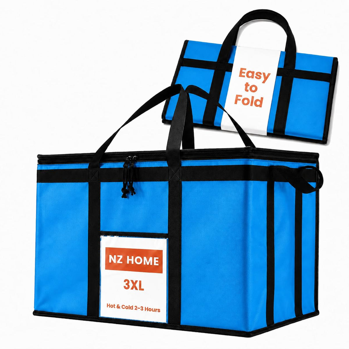 NZ home Insulated Food Bag, Portable Cooler Tote (3XL, Black, 1 Pack)