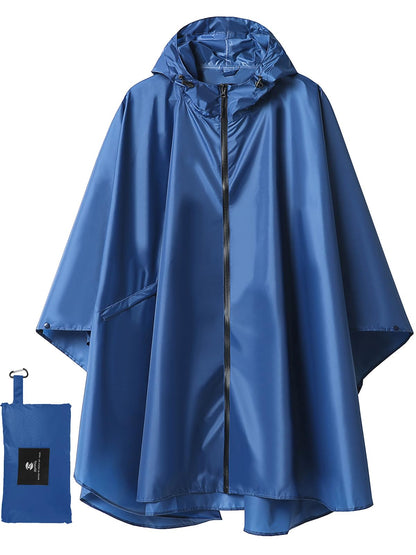 SaphiRose Adult Rain Poncho Waterproof Hooded Zipper Raincoat with Pockets