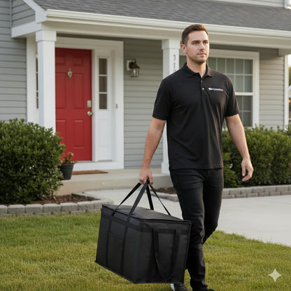 Insulated Food Delivery Bag, XXXL Insulated Reusable Grocery Cooler/Hot Bags, Tote Bag for Shopping/Travel/Doordash, Catering Bag Doordash 22x14x13, Black, 1-Pack