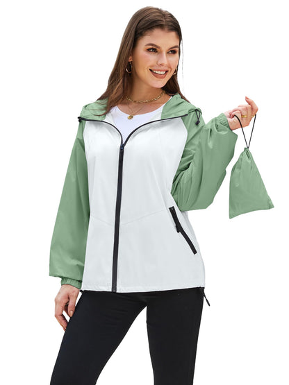 PITINAN Women's Rain Jacket Packable with Hood Lightweight Travel XS-3XL