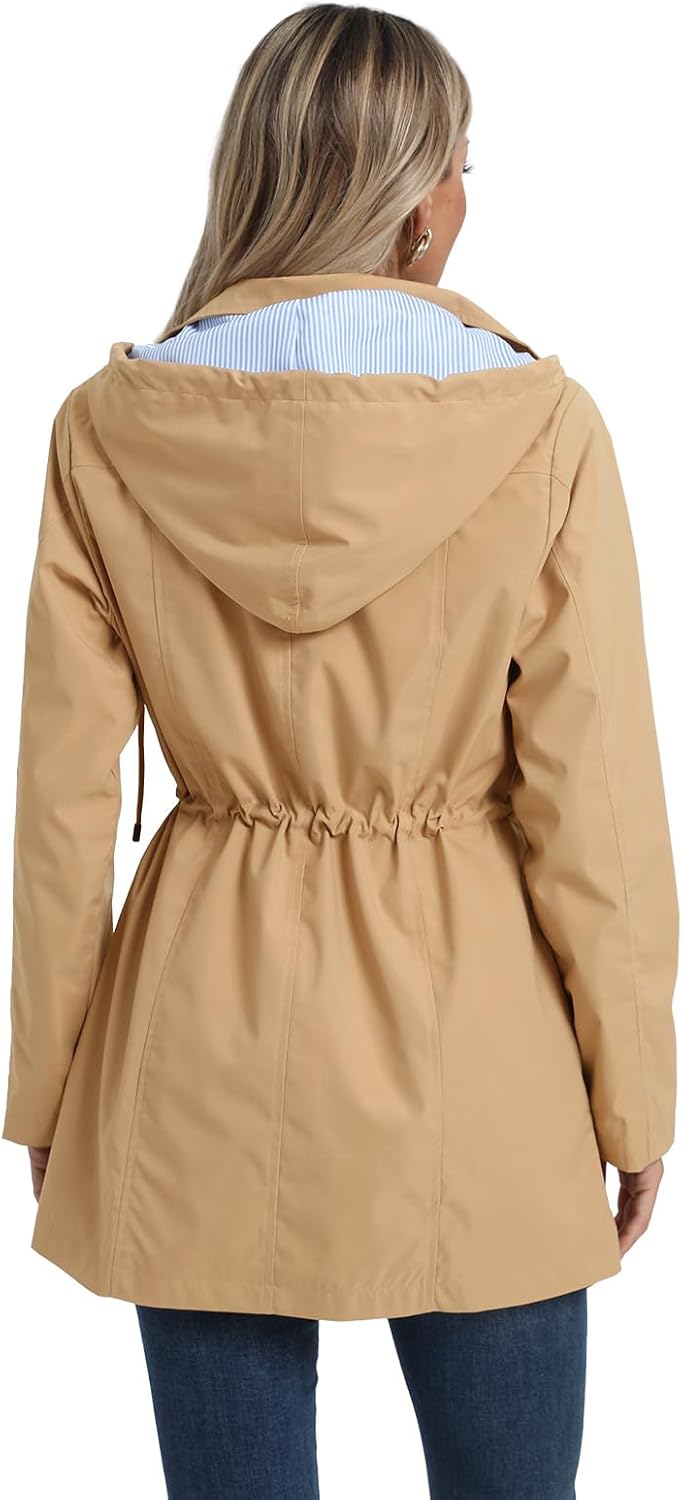 SaphiRose Women's Rain Jacket Waterproof Rain Coat with Hood Outdoor
