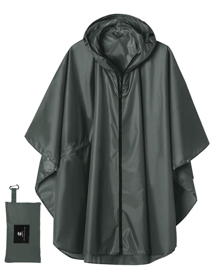 SaphiRose Adult Rain Poncho Waterproof Hooded Zipper Raincoat with Pockets
