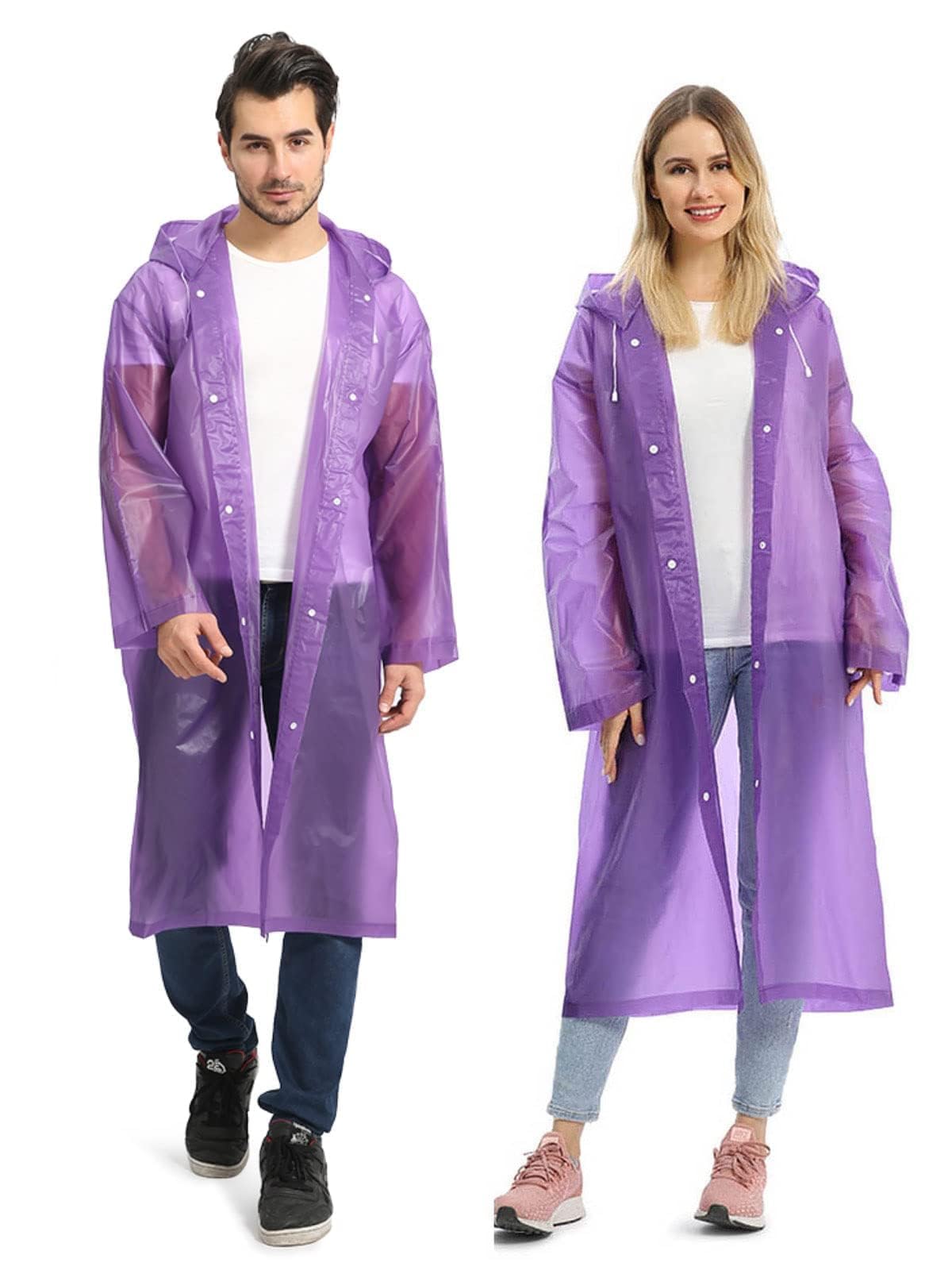 Opret Portable EVA Rain Ponchos with Hoods 2 Pack for Adults