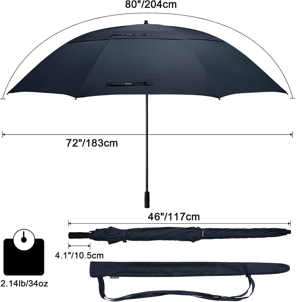 G4Free 80 Inch Golf Umbrella Extra Large Umbrella Double Canopy Windproof