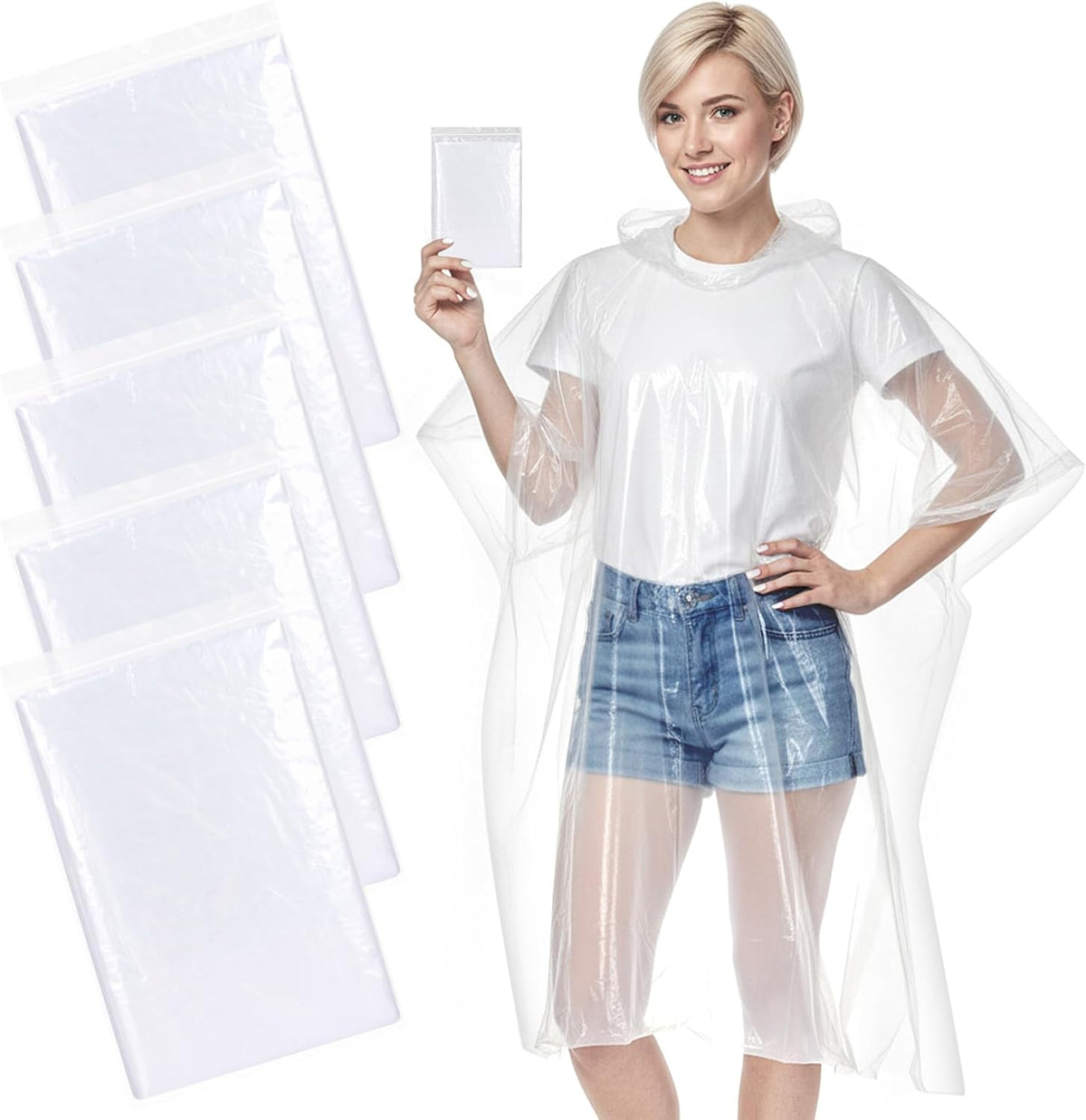 APEXUP Disposable Rain Ponchos for Adults, 5/10/50 Family Pack