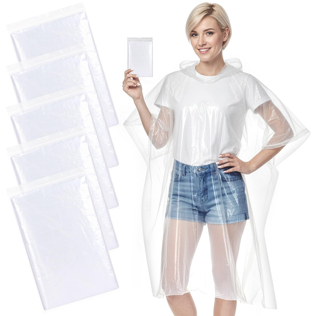 APEXUP Disposable Rain Ponchos for Adults, 5/10/50 Family Pack