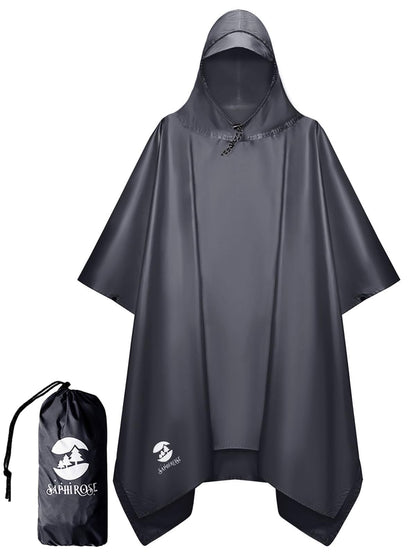 SaphiRose Hooded Rain Poncho Waterproof Raincoat Jacket for Men Women Adults