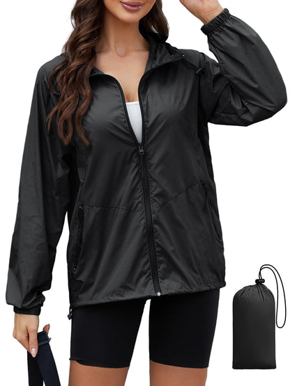 PITINAN Women's Rain Jacket Packable with Hood Lightweight Travel XS-3XL