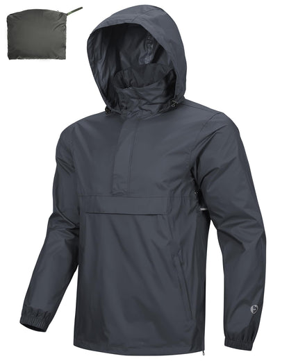 Outdoor Ventures Men's Rain Jacket Waterproof Lightweight Packable Pullover