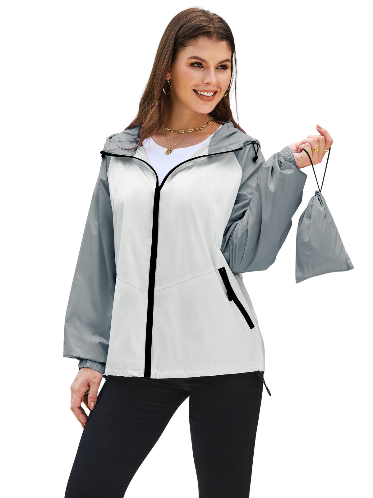 PITINAN Women's Rain Jacket Packable with Hood Lightweight Travel XS-3XL