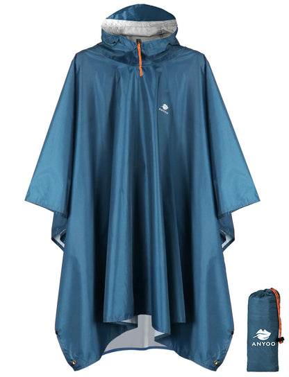 ANYOO Hooded Rain Poncho for Adult Waterproof Lightweight Raincoat