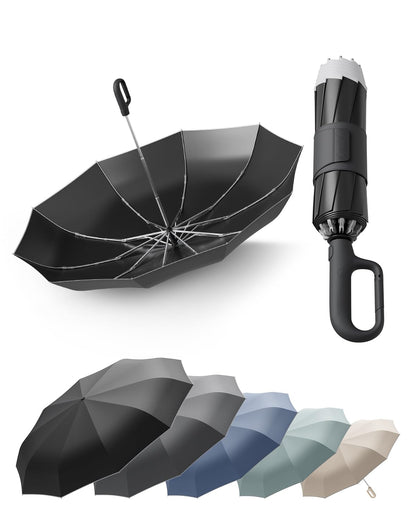 Windproof Reverse Folding Travel Umbrella for Rain, Compact