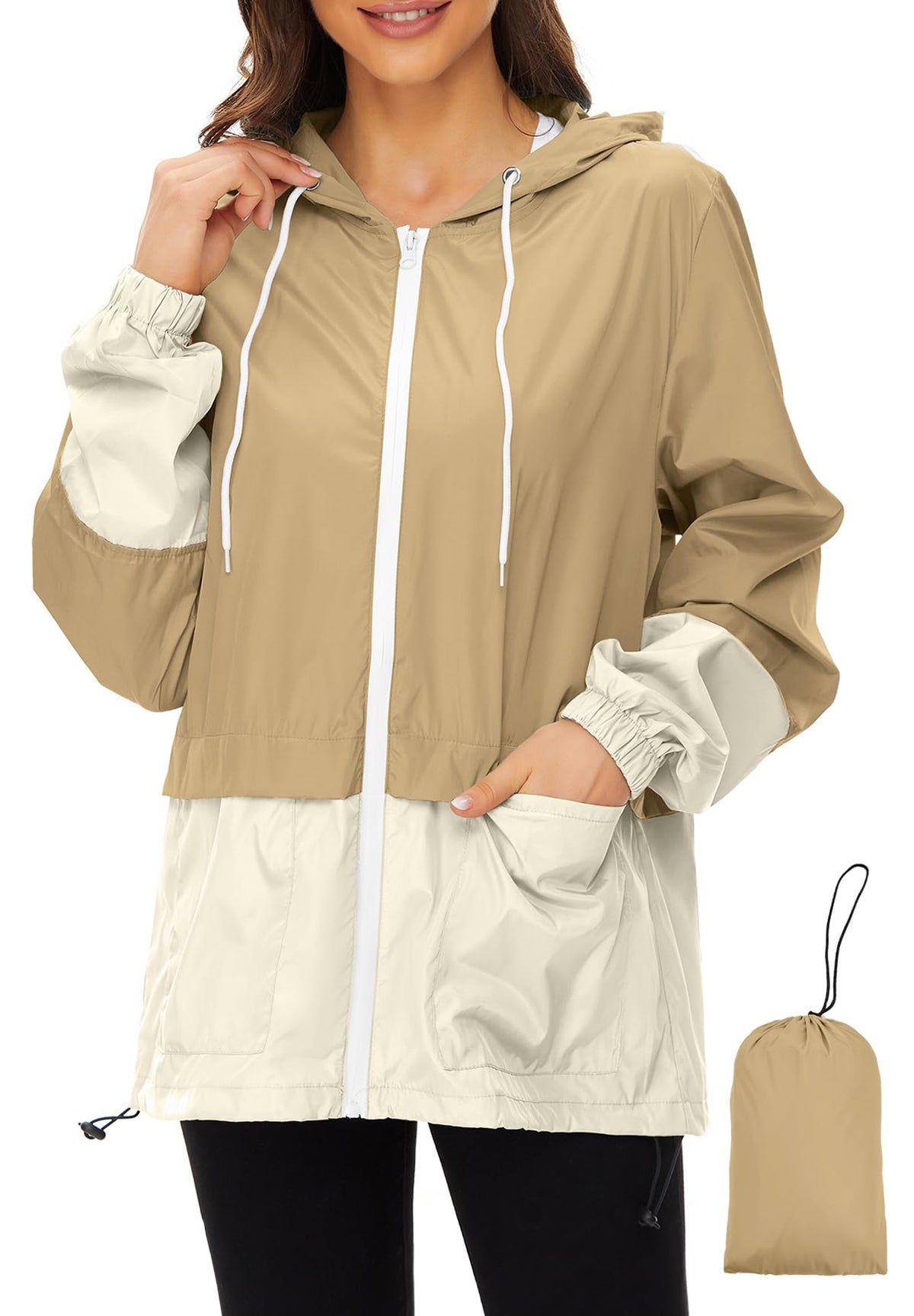 Zando Lightweight Rain Jacket Women Packable Waterproof Raincoat with Hood