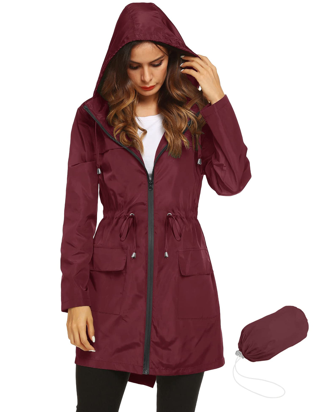 Lomon Women Waterproof Lightweight Rain Jacket Active Outdoor Hooded Raincoat