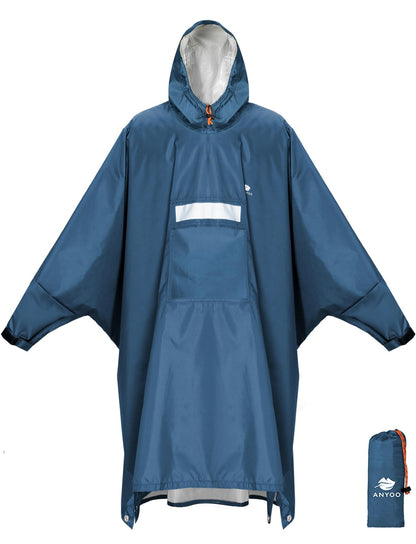 ANYOO Hooded Rain Poncho for Adult Waterproof Lightweight Raincoat