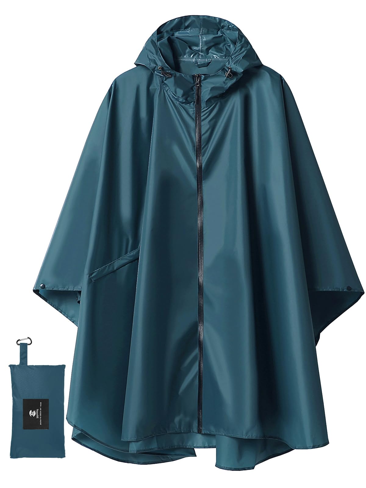 SaphiRose Adult Rain Poncho Waterproof Hooded Zipper Raincoat with Pockets