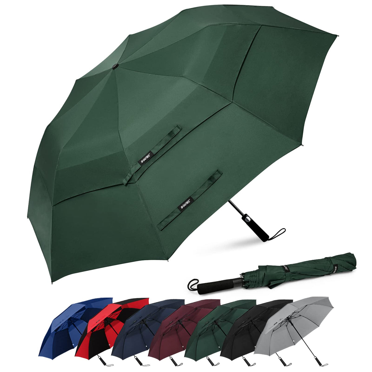 G4Free 62 Inch Portable Golf Umbrella Oversize Large Umbrella Double Canopy