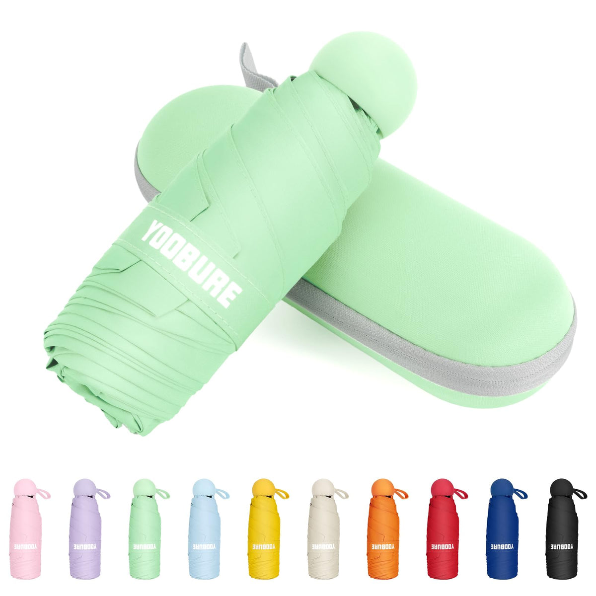 Yoobure Travel Umbrella Portable Compact Umbrellas, Pocket Mini for Purse, Umbrellas for UV Sun & Rain Small for Backpack, Umbrella with Case Folding for Kids Women