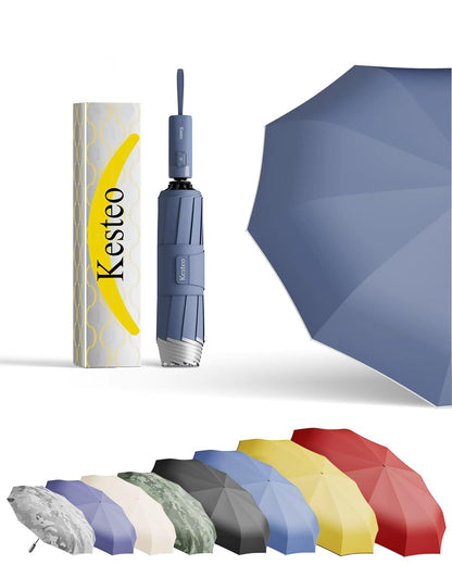Windproof Travel Umbrella for Rain, Withstand 85MPH Winds, 52 Inch Automatic Reverse Fold Umbrellas Easy Auto Open Close, Portable Compact Umbrella Includes Cover Bag, Perfect for Travel, Car, Commute, Women Men, Backpack