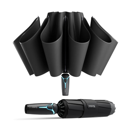 Windproof Travel Umbrella for Rain, Withstand 85MPH Winds, 52 Inch Automatic Reverse Fold Umbrellas Easy Auto Open Close, Portable Compact Umbrella Includes Cover Bag, Perfect for Travel, Car, Commute, Women Men, Backpack