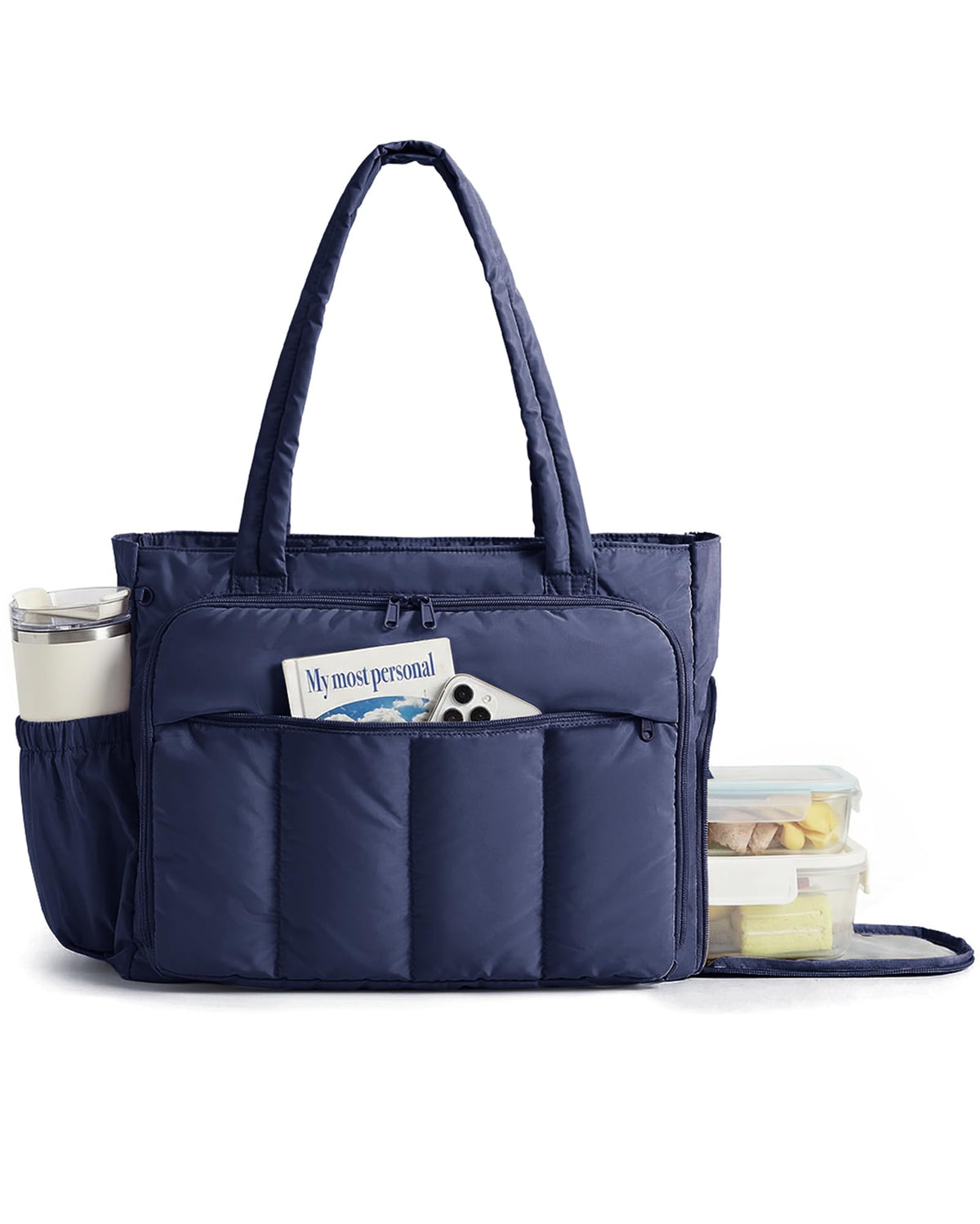 BAGSMART Puffer Tote Bag for Women, 21L/26L Work Tote Shoulder Handbag