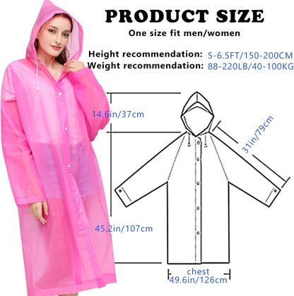 Reusable Adults Rain Ponchos, 2 Pcs EVA Portable Raincoats for Women Men with Hood for Disney Outdoor