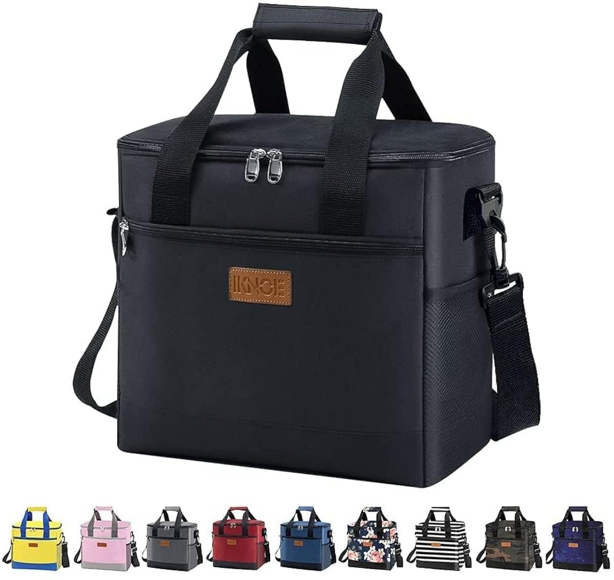 IKNOE 15L 24-Can Insulated Cooler Bag, Leak-Resistant Lunch Tote for Work