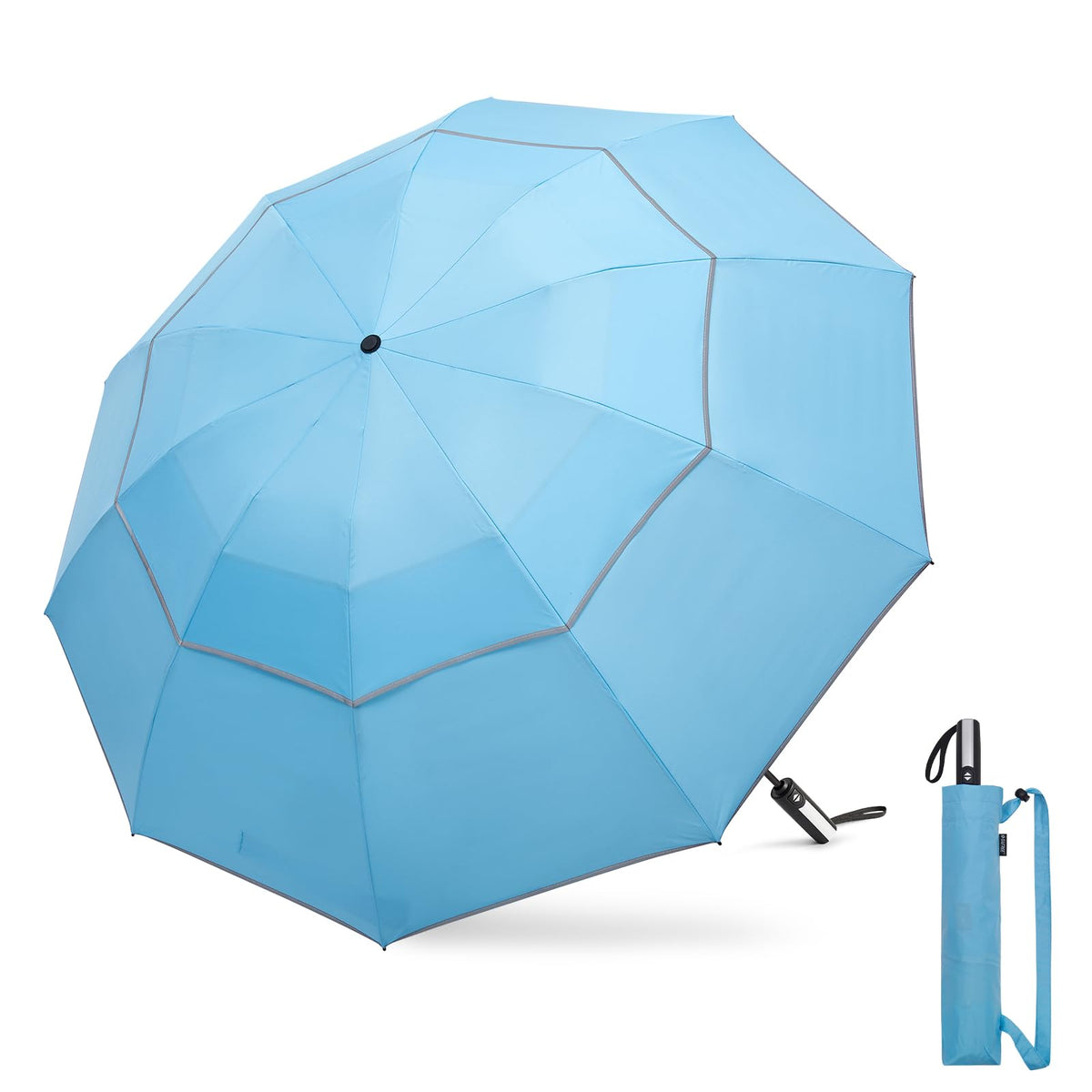 G4Free 54/62 Inch Large Inverted Golf Umbrella Windproof Reflective Stripe