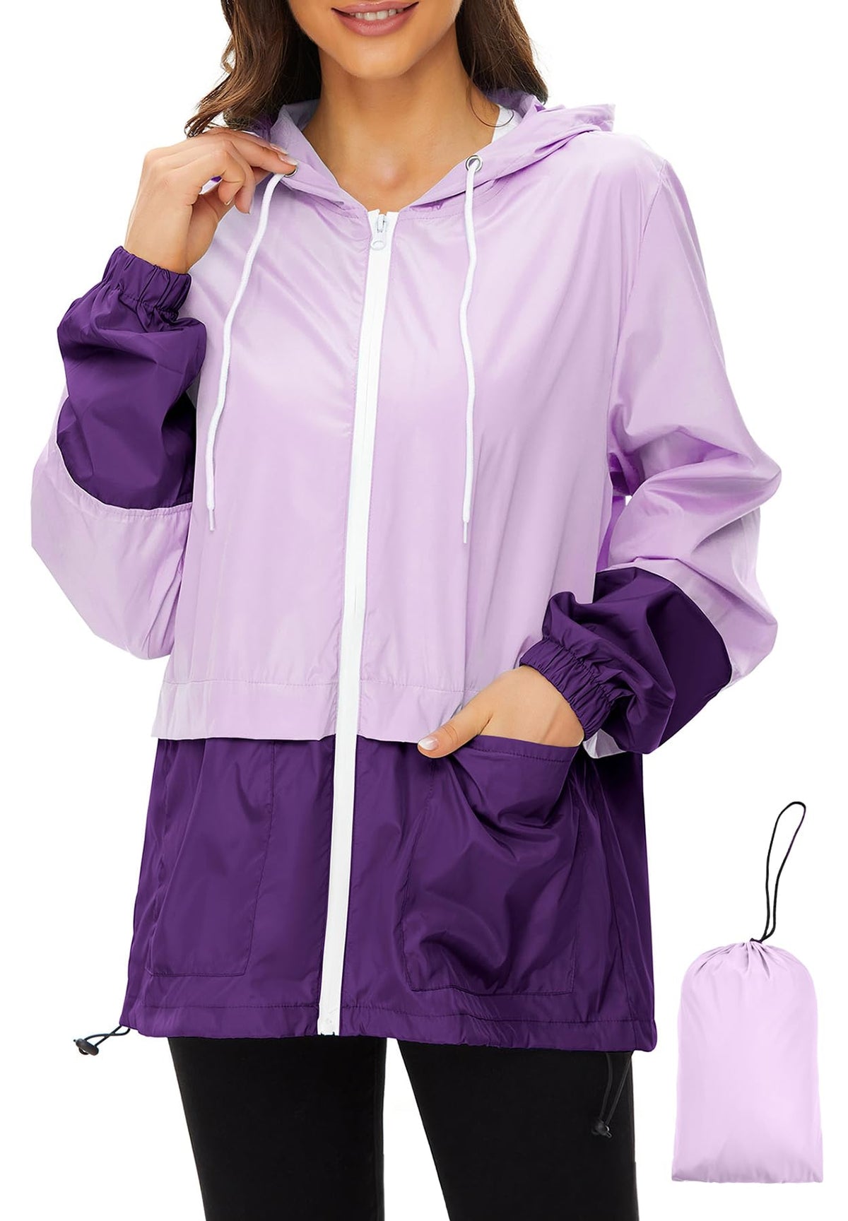 Zando Lightweight Rain Jacket Women Packable Waterproof Raincoat with Hood