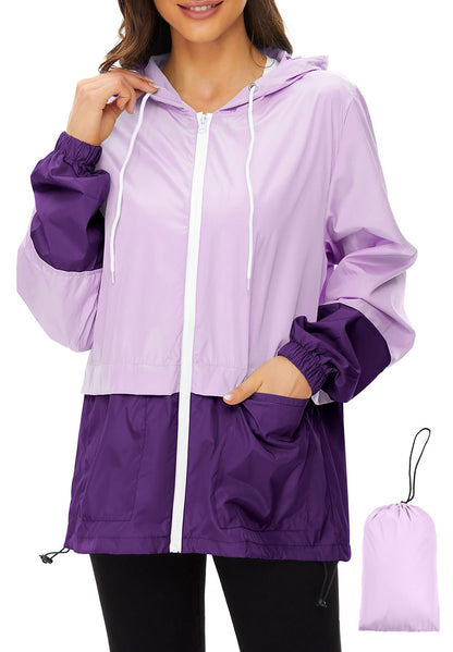 Zando Lightweight Rain Jacket Women Packable Waterproof Raincoat with Hood