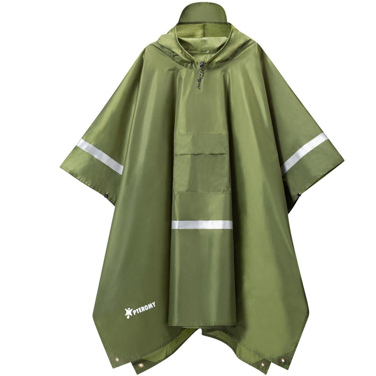 PTEROMY Hooded Rain Poncho for Adults, Reusable Waterproof Raincoat