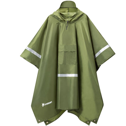 PTEROMY Hooded Rain Poncho for Adults, Reusable Waterproof Raincoat