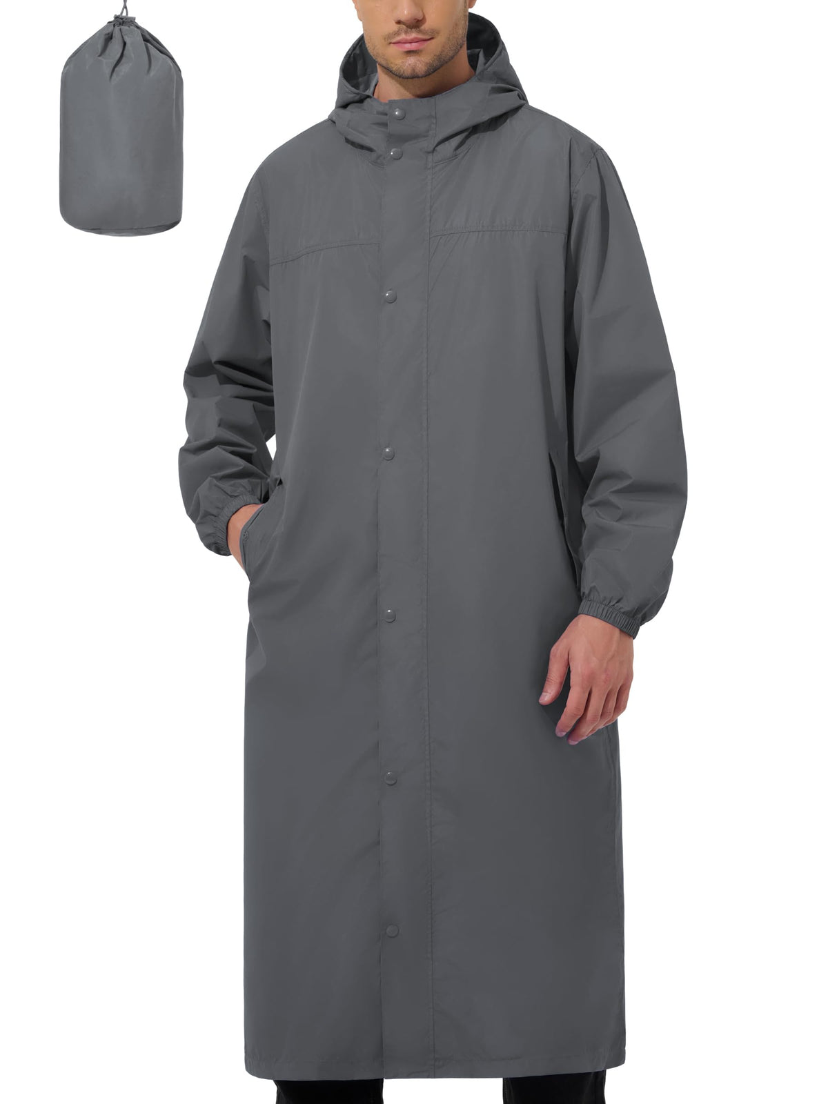 UIQUR Mens Long Rain Jacket Raincoat Waterproof Rain Poncho
