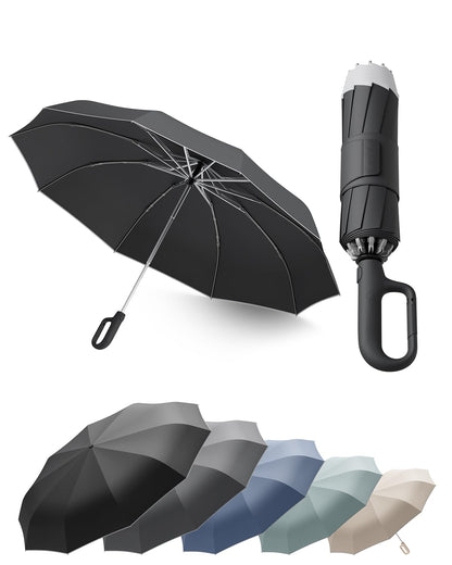 Windproof Reverse Folding Travel Umbrella for Rain, Compact