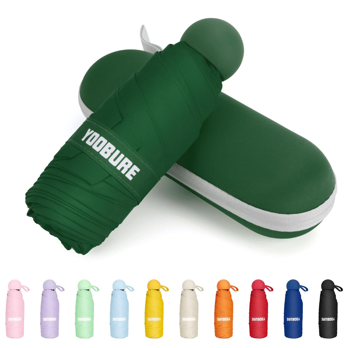 Yoobure Travel Umbrella Portable Compact Umbrellas, Pocket Mini for Purse, Umbrellas for UV Sun & Rain Small for Backpack, Umbrella with Case Folding for Kids Women