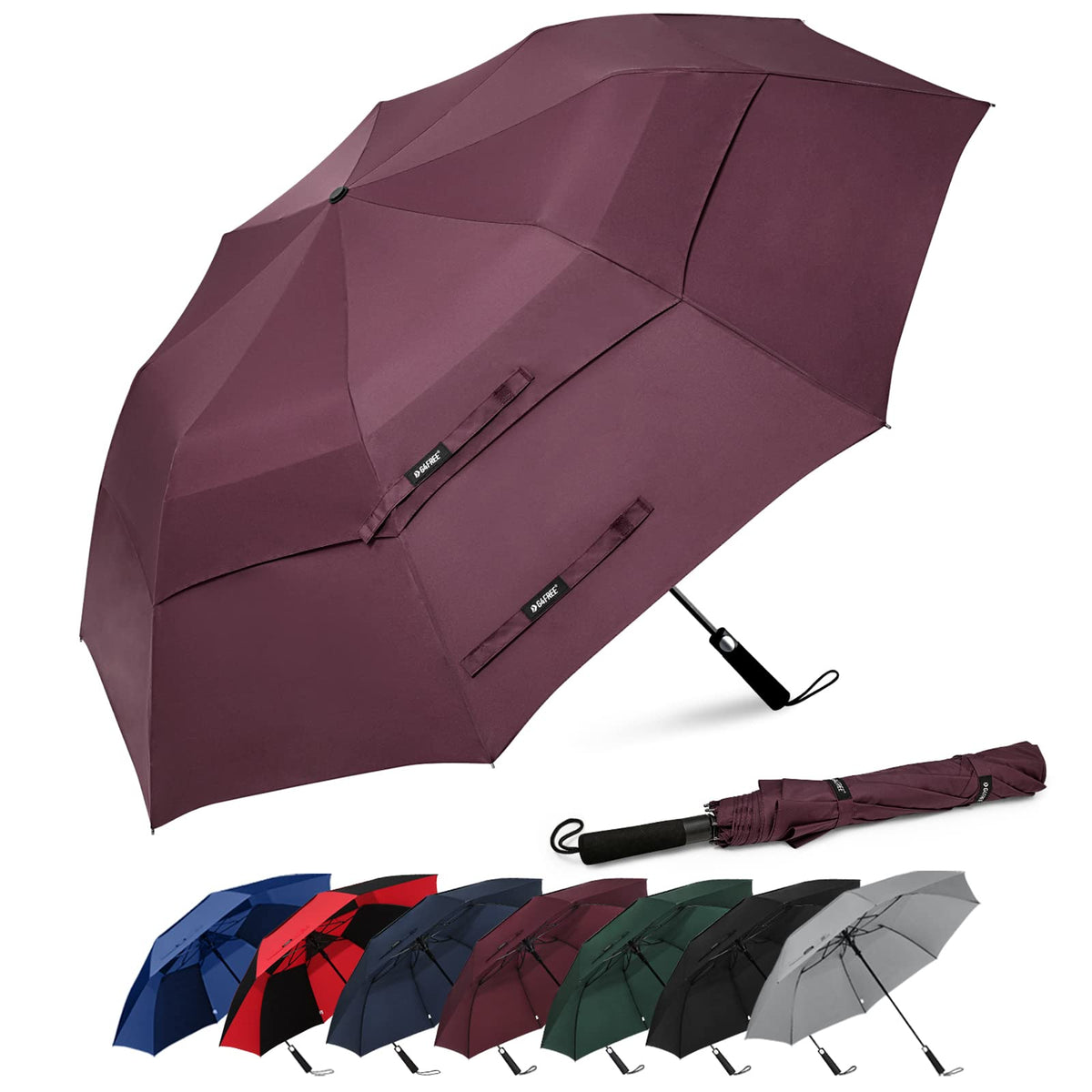G4Free 62 Inch Portable Golf Umbrella Oversize Large Umbrella Double Canopy