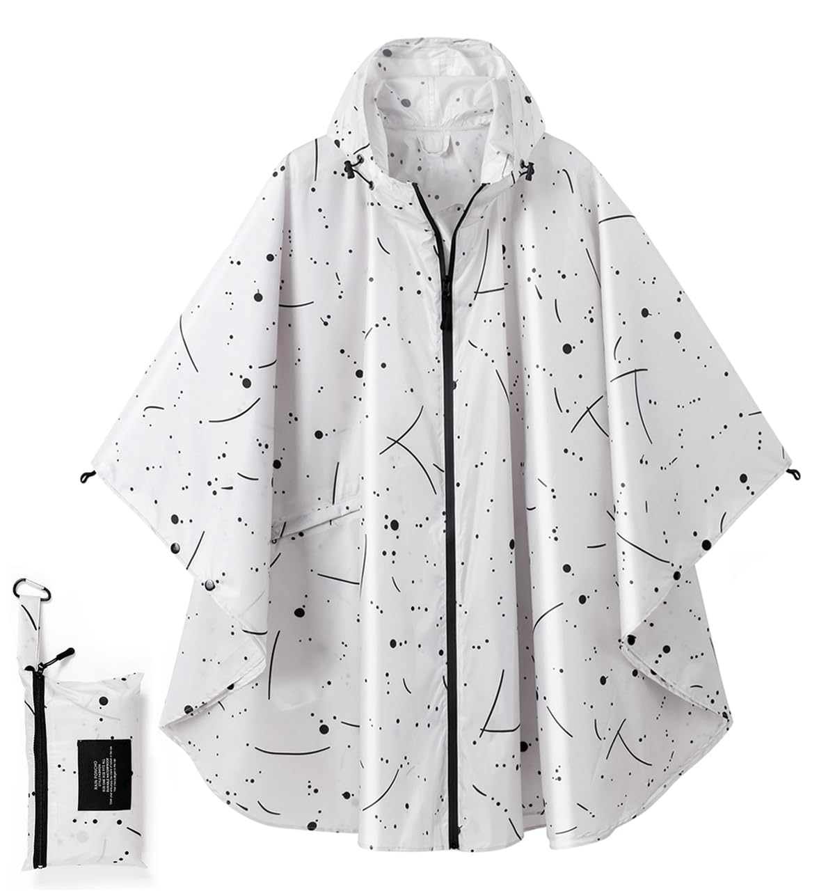 Fashion Hooded Rain Poncho Waterproof Raincoat Jacket with pocket for Women/Men/Adult